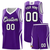 Custom Purple Light Purple and White Color Block Sports Uniform Basketball Jersey