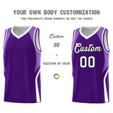 Custom Purple Light Purple and White Color Block Sports Uniform Basketball Jersey