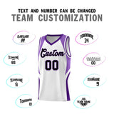 Custom White Light Purple and Purple Color Block Sports Uniform Basketball Jersey