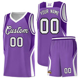 Custom Light Purple Purple and White Color Block Sports Uniform Basketball Jersey
