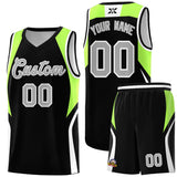 Custom Black Fluorescent Green and White Color Block Sports Uniform Basketball Jersey