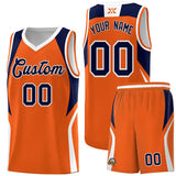 Custom Orange Navy and White Color Block Sports Uniform Basketball Jersey