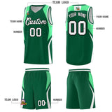 Custom Kelly Green Green and White Color Block Sports Uniform Basketball Jersey