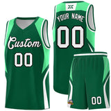 Custom Kelly Green Green and White Color Block Sports Uniform Basketball Jersey