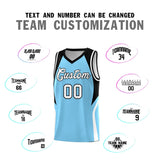 Custom Light Blue Black and White Color Block Sports Uniform Basketball Jersey