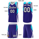 Custom Royal Sky Blue and White Color Block Sports Uniform Basketball Jersey
