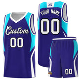 Custom Royal Sky Blue and White Color Block Sports Uniform Basketball Jersey