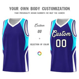 Custom Royal Sky Blue and White Color Block Sports Uniform Basketball Jersey