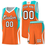 Custom Orange Aqua and White Color Block Sports Uniform Basketball Jersey