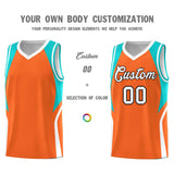 Custom Orange Aqua and White Color Block Sports Uniform Basketball Jersey