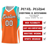 Custom Orange Aqua and White Color Block Sports Uniform Basketball Jersey