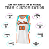Custom White Aqua and Orange Color Block Sports Uniform Basketball Jersey