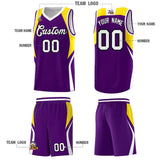 Custom Purple Gold and White Color Block Sports Uniform Basketball Jersey