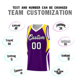 Custom Purple Gold and White Color Block Sports Uniform Basketball Jersey