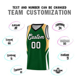 Custom Green Buckskin Brown and White Color Block Sports Uniform Basketball Jersey