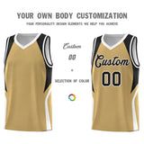 Custom Old Gold Black and White Color Block Sports Uniform Basketball Jersey