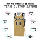 Custom Old Gold Black and White Color Block Sports Uniform Basketball Jersey