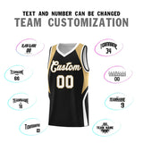 Custom Black Old Gold and White Color Block Sports Uniform Basketball Jersey