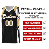 Custom Black Old Gold and White Color Block Sports Uniform Basketball Jersey