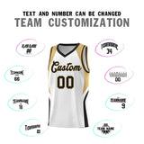 Custom White Old Gold and Black Color Block Sports Uniform Basketball Jersey