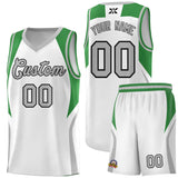 Custom White Green and Gray Color Block Sports Uniform Basketball Jersey