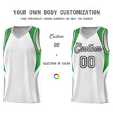 Custom White Green and Gray Color Block Sports Uniform Basketball Jersey