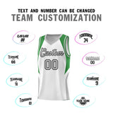 Custom White Green and Gray Color Block Sports Uniform Basketball Jersey