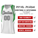 Custom White Green and Gray Color Block Sports Uniform Basketball Jersey