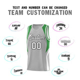 Custom Gray Green and White Color Block Sports Uniform Basketball Jersey