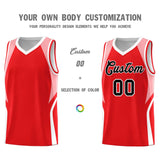 Custom Red Light Pink and White Color Block Sports Uniform Basketball Jersey