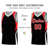 Custom Black Red and White Color Block Sports Uniform Basketball Jersey