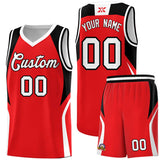 Custom Red Black and White Color Block Sports Uniform Basketball Jersey