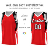 Custom Red Black and White Color Block Sports Uniform Basketball Jersey