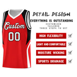 Custom Red Black and White Color Block Sports Uniform Basketball Jersey
