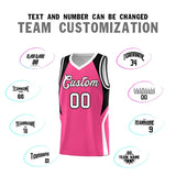 Custom Pink Black and White Color Block Sports Uniform Basketball Jersey