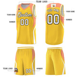 Custom Gold Orange and White Color Block Sports Uniform Basketball Jersey