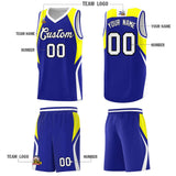 Custom Royal Yellow and White Color Block Sports Uniform Basketball Jersey