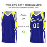 Custom Royal Yellow and White Color Block Sports Uniform Basketball Jersey
