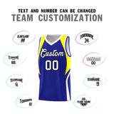 Custom Royal Yellow and White Color Block Sports Uniform Basketball Jersey