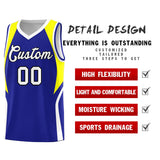 Custom Royal Yellow and White Color Block Sports Uniform Basketball Jersey