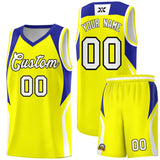Custom Gold Royal and White Color Block Sports Uniform Basketball Jersey