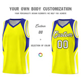 Custom Gold Royal and White Color Block Sports Uniform Basketball Jersey