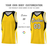 Custom Gold Black and White Color Block Sports Uniform Basketball Jersey