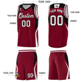Custom Crimson Black and White Color Block Sports Uniform Basketball Jersey