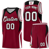 Custom Crimson Black and White Color Block Sports Uniform Basketball Jersey