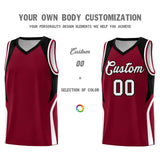 Custom Crimson Black and White Color Block Sports Uniform Basketball Jersey