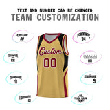 Custom Old Gold Black and Crimson Color Block Sports Uniform Basketball Jersey