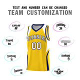 Custom Gold White and Navy Color Block Sports Uniform Basketball Jersey