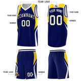 Custom Navy Gold and White Color Block Sports Uniform Basketball Jersey