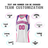 Custom White Purple and Pink Color Block Sports Uniform Basketball Jersey